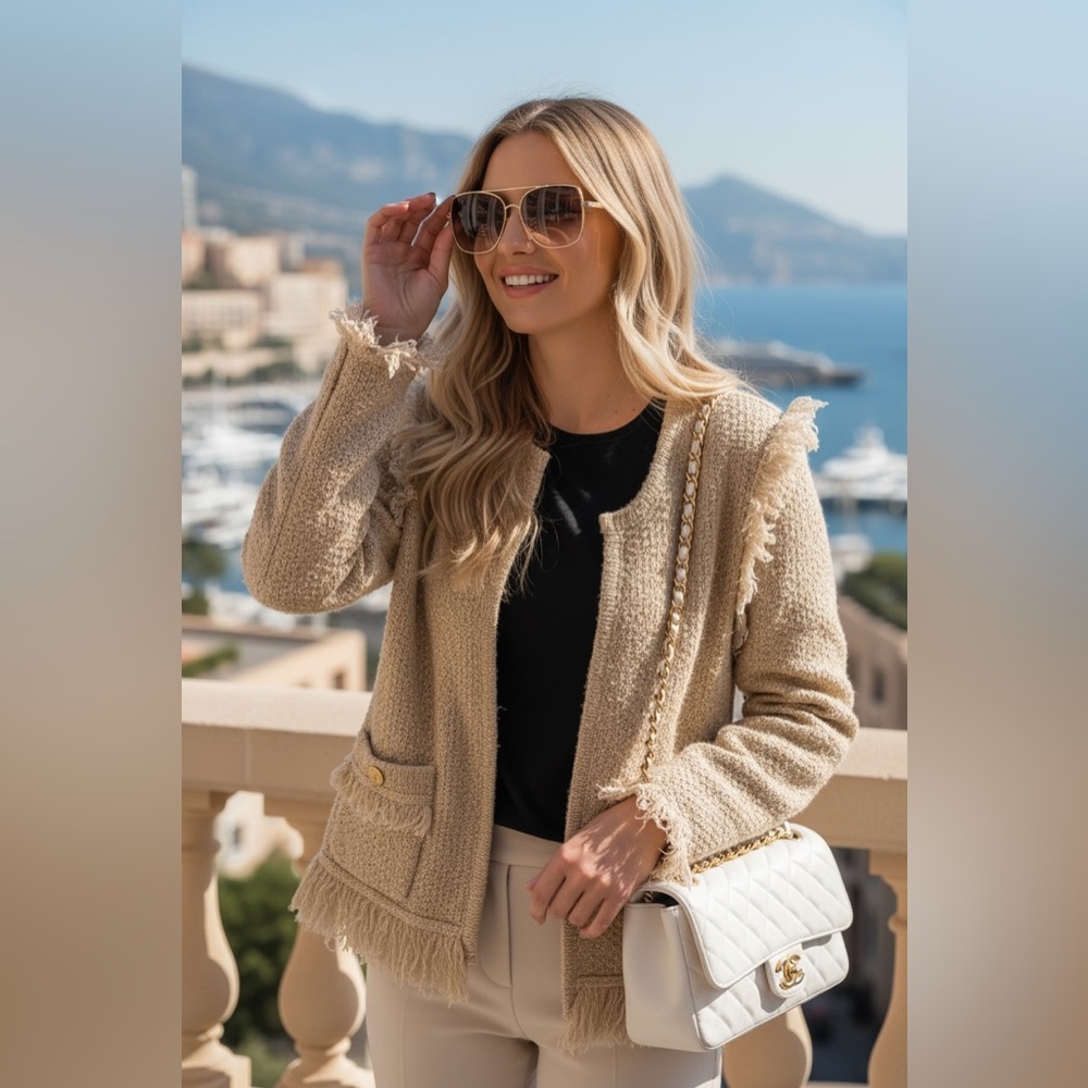 Lilly Pulitzer Beige Fringed Jacket